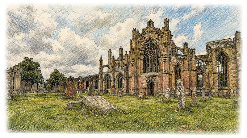 Melrose Abbey Ruins, Scottish Borders
